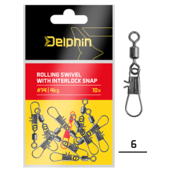 Roller Swivel with Snap Delphin size 6 10pcs