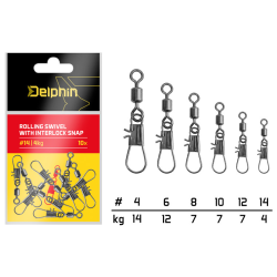 Roller Swivel with Snap Delphin size 8 10pcs