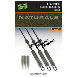 Zestaw helikopterowy Fox Naturals Leadcore Heli Rig Leaders 50lb 3szt