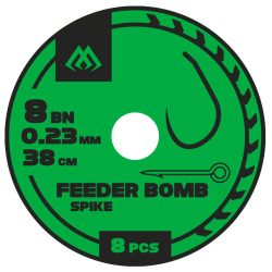 Feeder Bomb Mikado Leaders with Needle 38cm Size 14 8pcs - Barbless