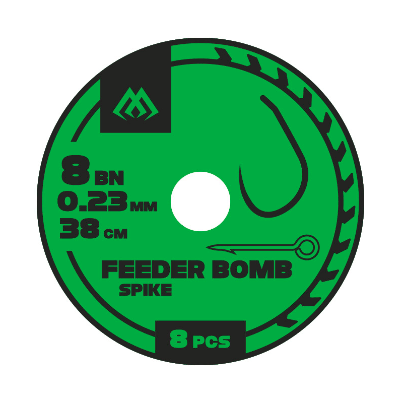 Przypony do Feeder Bomb Mikado z igłą 38cm Roz. 10 8szt - Bezzadziorowe