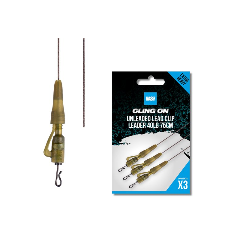 Karpový set Nash Leadcore 75cm s bezpečnou klipsnou 3ks