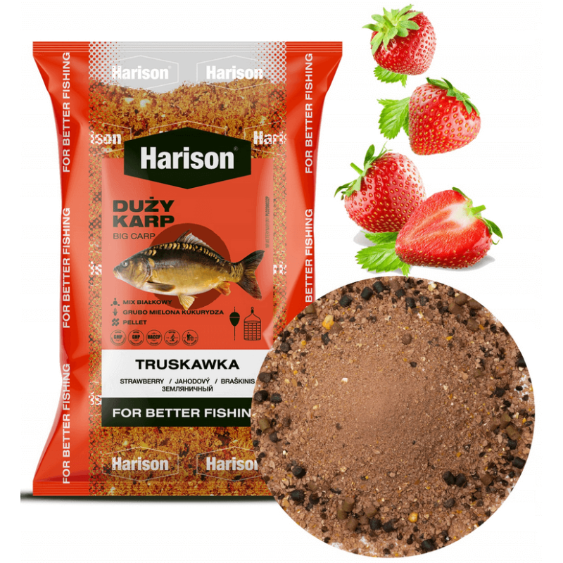 Fishing groundbait Harison Big Carp - Strawberry 1kg