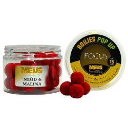 Plavací boilies Meus Pop Up Focus 15mm - Med Malina