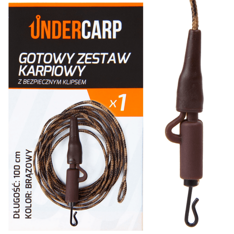 Zestaw karpiowy Undercarp z bezpiecznym klipsem brązowy 100 cm