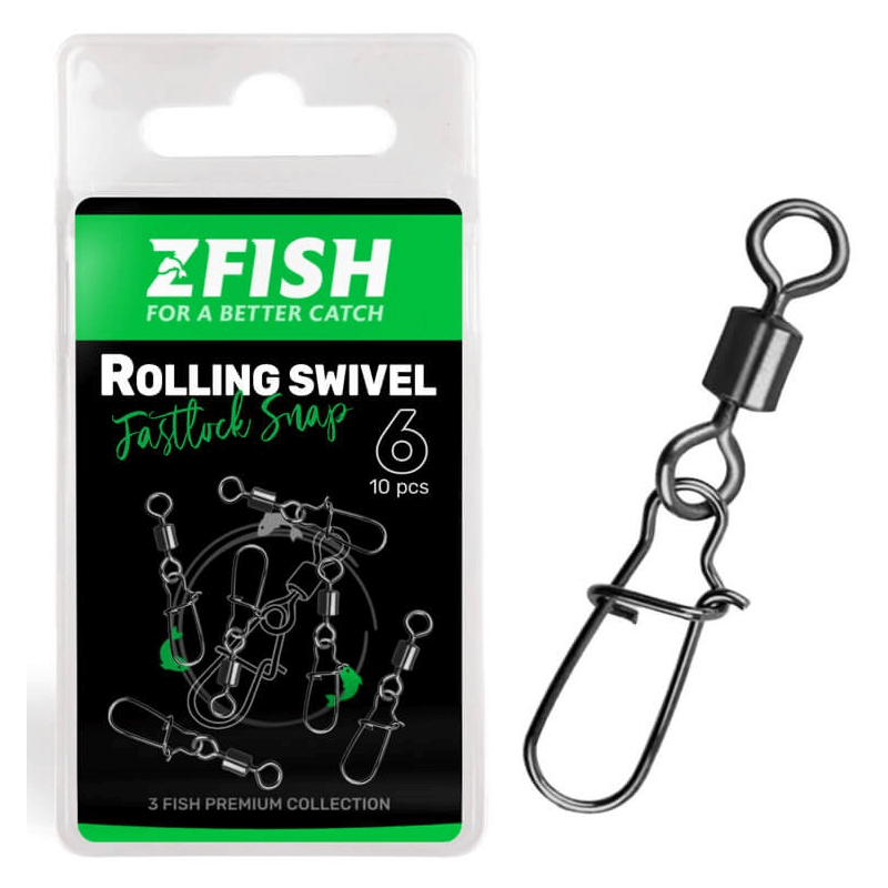 Krętlik z Agrafką ZFish Rolling Swivel with Fastlock Snap 6