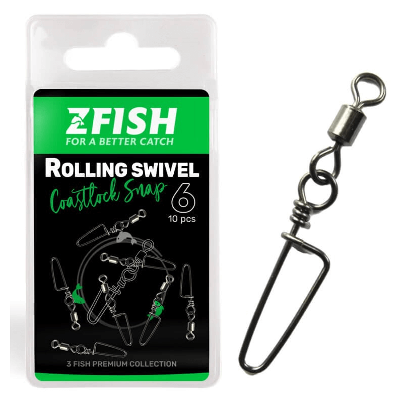 Krętlik z Agrafką ZFish Rolling Swivel with Coastlock Snap 6
