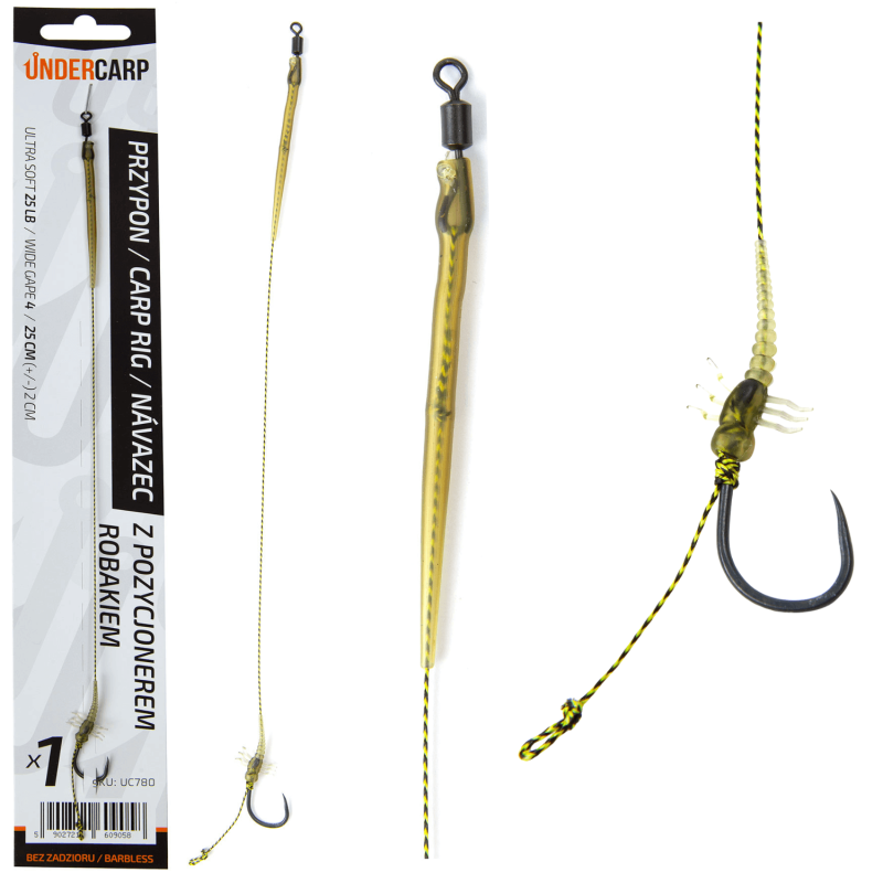 Przypon karpiowy Undercarp z pozycjonerem Robakiem Bezzadziorowy 6