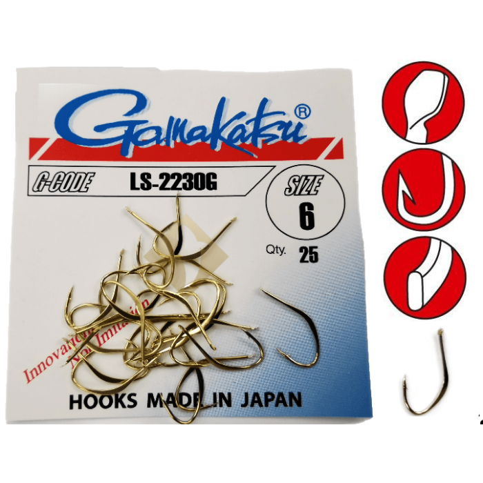 Gamakatsu Hooks with Eyelet LS-2230G Gold No. 10