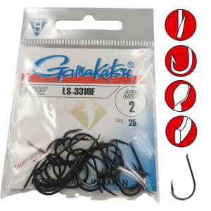 Gamakatsu Haken mit Öhr LS-3310F Schwarz Gr. 6