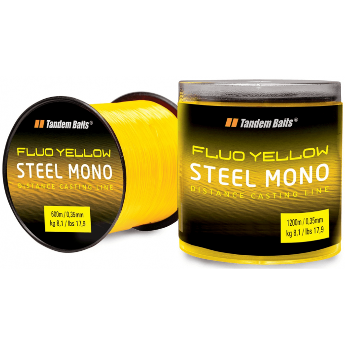 Kaprův vlasec Tandem Baits Fluo Yellow Steel 1200m 0,35mm