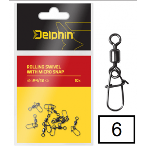 Obraťák s mikro karabinkou Delphin Swivel MS B-05 6 10ks