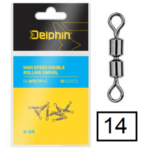 Podwójny Krętlik Rolkowy Delphin Hi Speed Swive 14 10szt