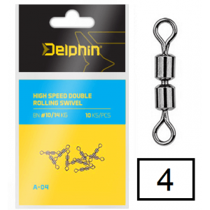 Podwójny Krętlik Rolkowy Delphin Hi Speed Swivel 4 10szt