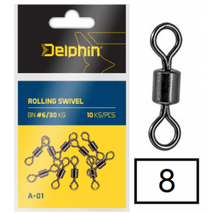 Krętlik Rolkowy Delphin Rolling Swivel A-01 8 10szt