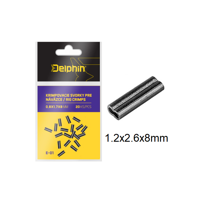 Zaciski Podwójne do przyponów Delphin 1,2x2,6x8mm