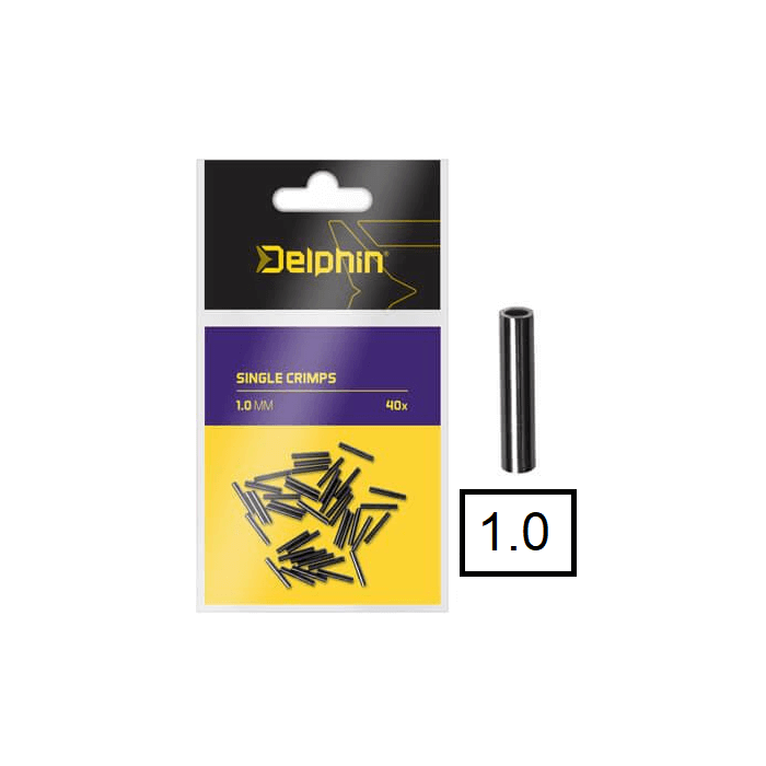 Delphin Single Crimps for leaders 1.0mm 40pcs