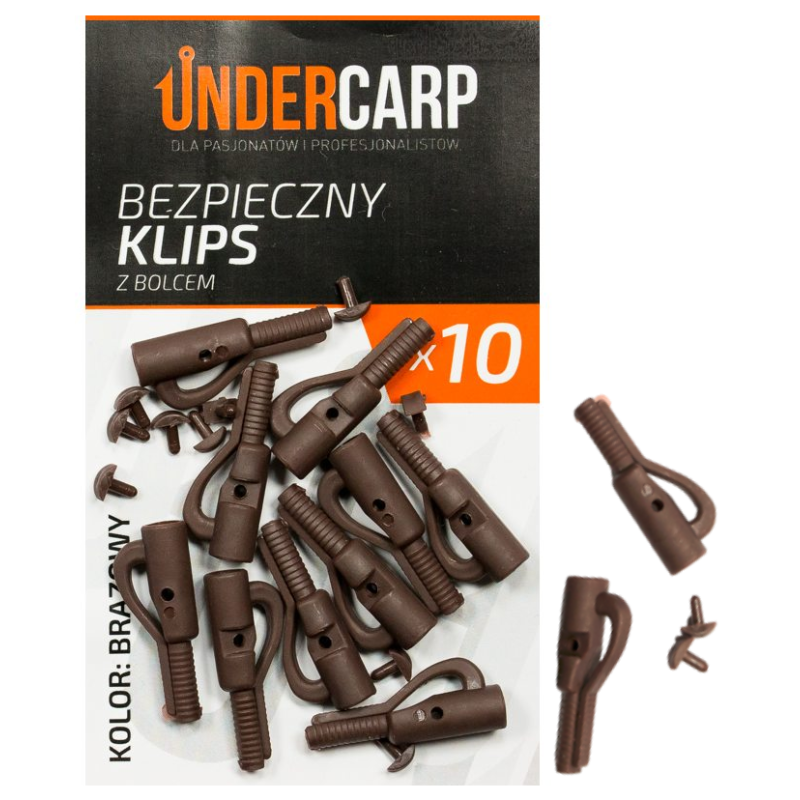 Bezpieczny klips Undercarp z bolcem - brązowy
