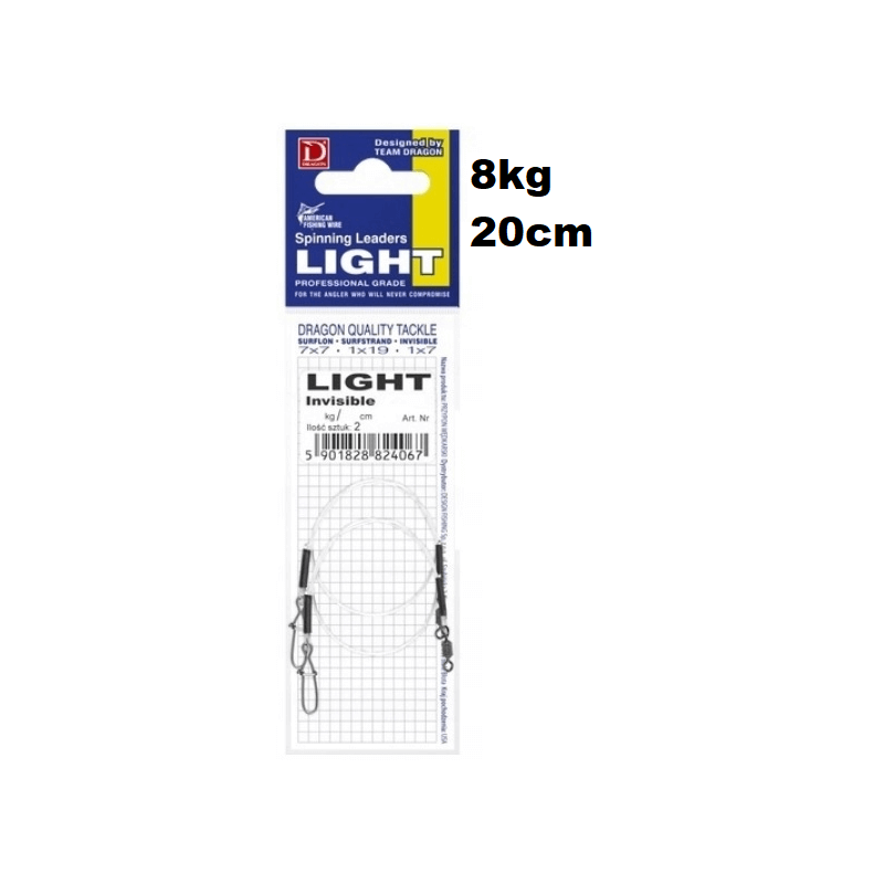 Dragon Vorfach Light Fluorocarbon 8kg 20cm 2Stk