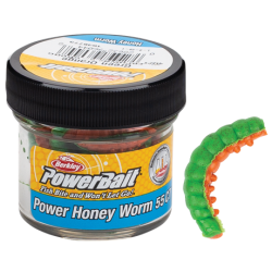 Guma Berkley PowerBait Honey Worm 25mm - Green Orange 55szt